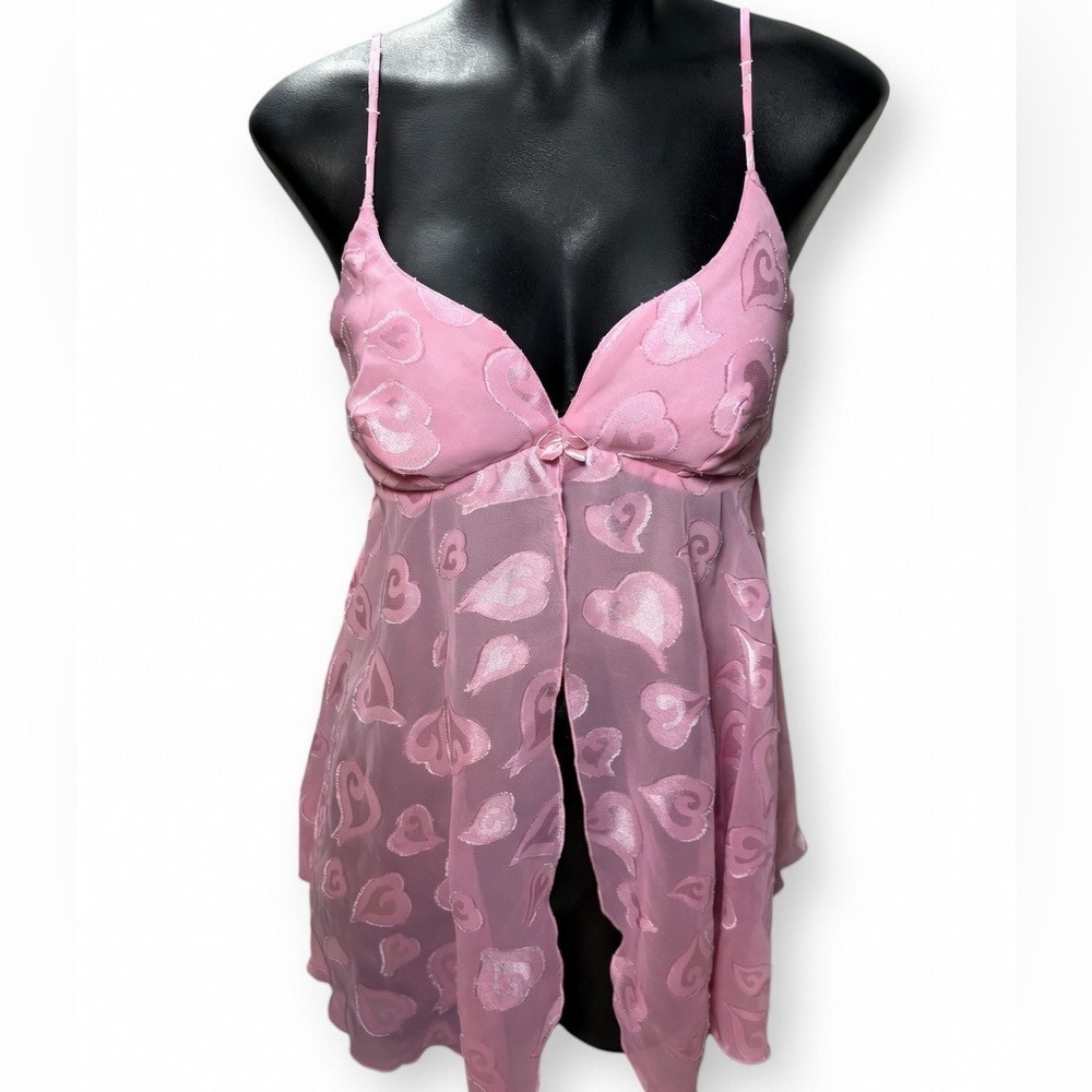 Victoria's Secret Pink Sheer Heart-Print Chemise